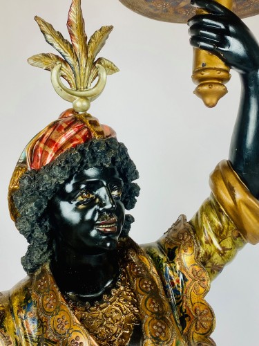 Importante paire de Nubiens en bois sculpté, travail Vénitien du XIXe siècle - Robin Kowalski Antiques