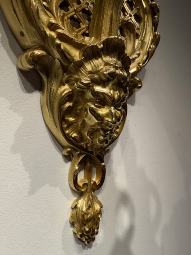 Pair of 19thC. gilded bronze wall lanterns - 