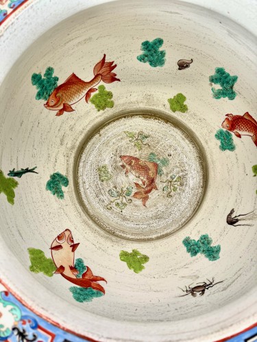  - Bocal à poissons/jardinière Samson Paris du XIXe siècle sur piédestal en bois doré