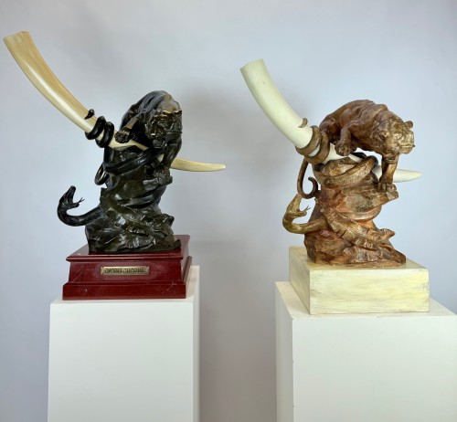 Une sculpture en plâtre et en bronze Alfons Lambert Baggen (1862 – 1937) - Sculpture Style Art Déco