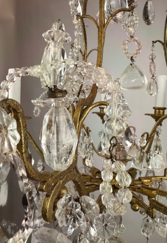  - Chandelier In Gold Metal And Rock Crystal,  Italy circa 1920