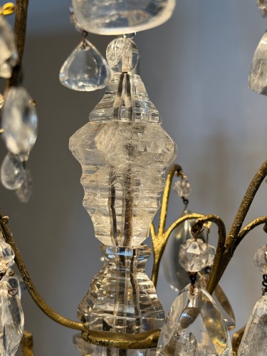 Antiquités - Chandelier In Gold Metal And Rock Crystal,  Italy circa 1920
