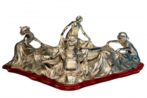 Art Nouveau Silver-plated Bronze Centerpiece