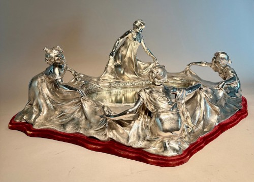 Art Nouveau Silver-plated Bronze Centerpiece - silverware & tableware Style Art nouveau
