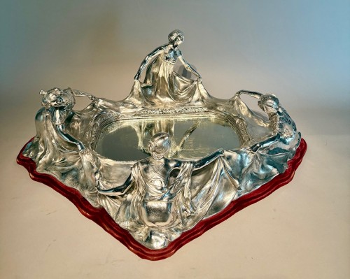 20th century - Art Nouveau Silver-plated Bronze Centerpiece