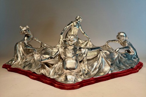 Art Nouveau Silver-plated Bronze Centerpiece - Art nouveau