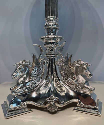 Garniture de table du XIXe siècle en bronze argenté et cristal, en dix pièces, par Mappin & Web - 