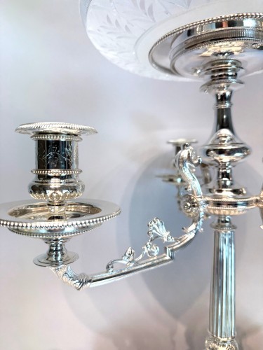  - Garniture de table du XIXe siècle en bronze argenté et cristal, en dix pièces, par Mappin & Web