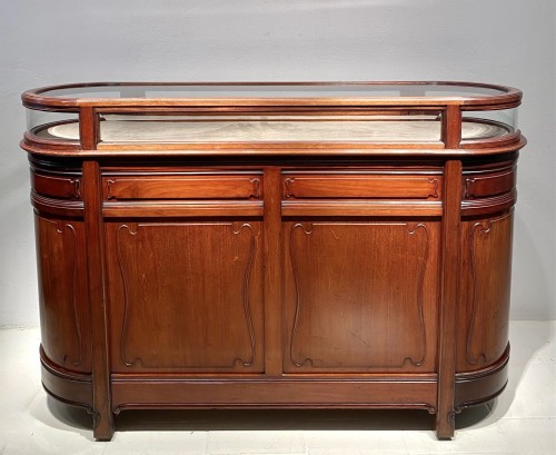 Pair of Mahogany Art Nouveau display counters with Glass Vitrines - 