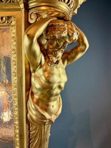 Lighting  - A Large Monumental Lantern In Gilded Wood - Italy Late 19th Century. H170cm