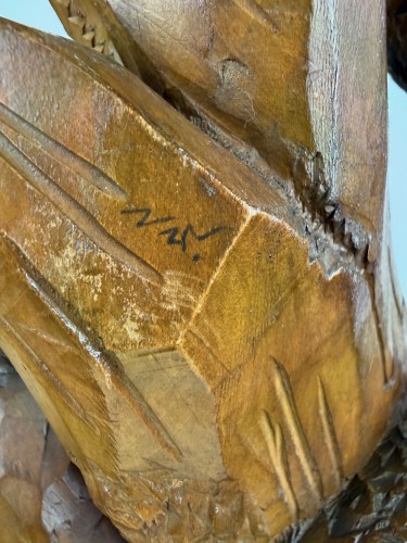 Antiquités - Groupe de chamois sculpté en noyer, Forêt-Noire fin XIXe siècle