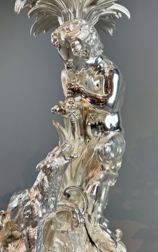 Imposante paire de candélabres en bronze argenté – 19e siècle - Napoléon III