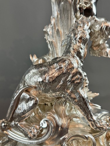 Napoléon III - Imposante paire de candélabres en bronze argenté – 19e siècle