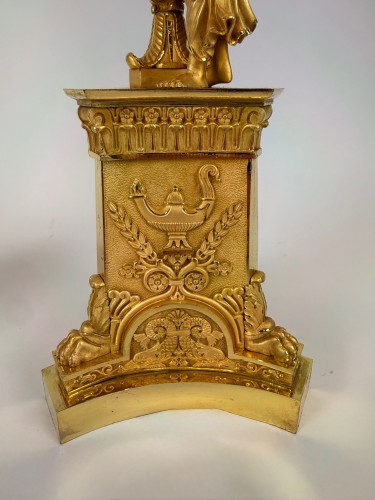 Pair Of Empire Gilt Bronze Candelabra, Early 19th Century - Lighting Style Empire
