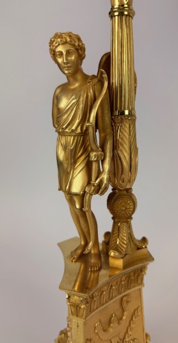 Antiquités - Pair Of Empire Gilt Bronze Candelabra, Early 19th Century