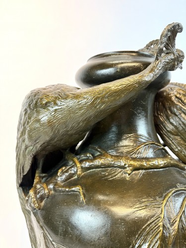 XIXe siècle - Monumental vase Art nouveau en bronze