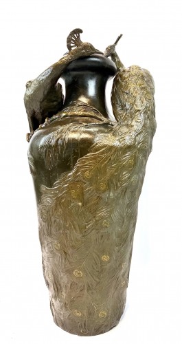 Art nouveau - Monumental vase Art nouveau en bronze