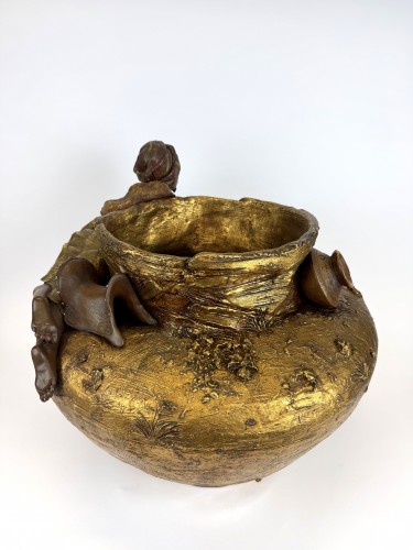 Antiquités - Sculptural Terracotta Planter/plant Pot From The Early 20th Century