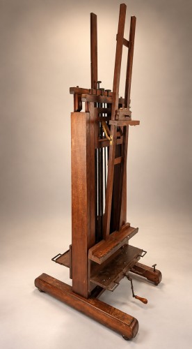 XXe siècle - Grand chevalet d’atelier d’artiste en chêne