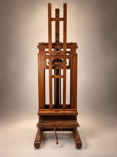 Grand chevalet d’atelier d’artiste en chêne - 