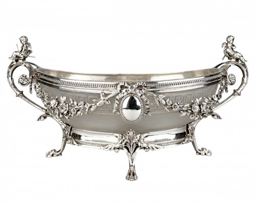 Centerpiece Silver-plated Metal Planter By Cailar & Bayard, France 19th century