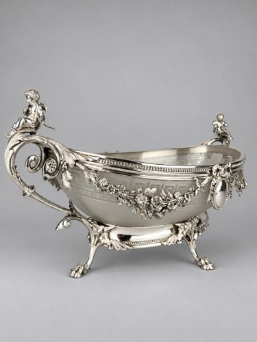 19th century - Centerpiece Silver-plated Metal Planter By Cailar &amp; Bayard, France 19th century
