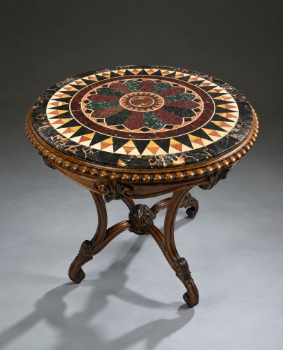 A Fine "Grand Tour" Walnut Centre Table with Specimen Marble Top - Furniture Style 