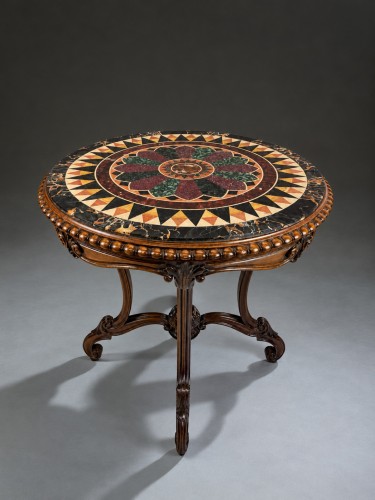 Furniture  - A Fine "Grand Tour" Walnut Centre Table with Specimen Marble Top