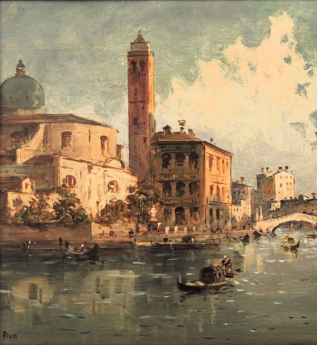 Venice, Grand Canal in Cannaregio - Giuseppe Riva (1834-1916) - Ref.111340