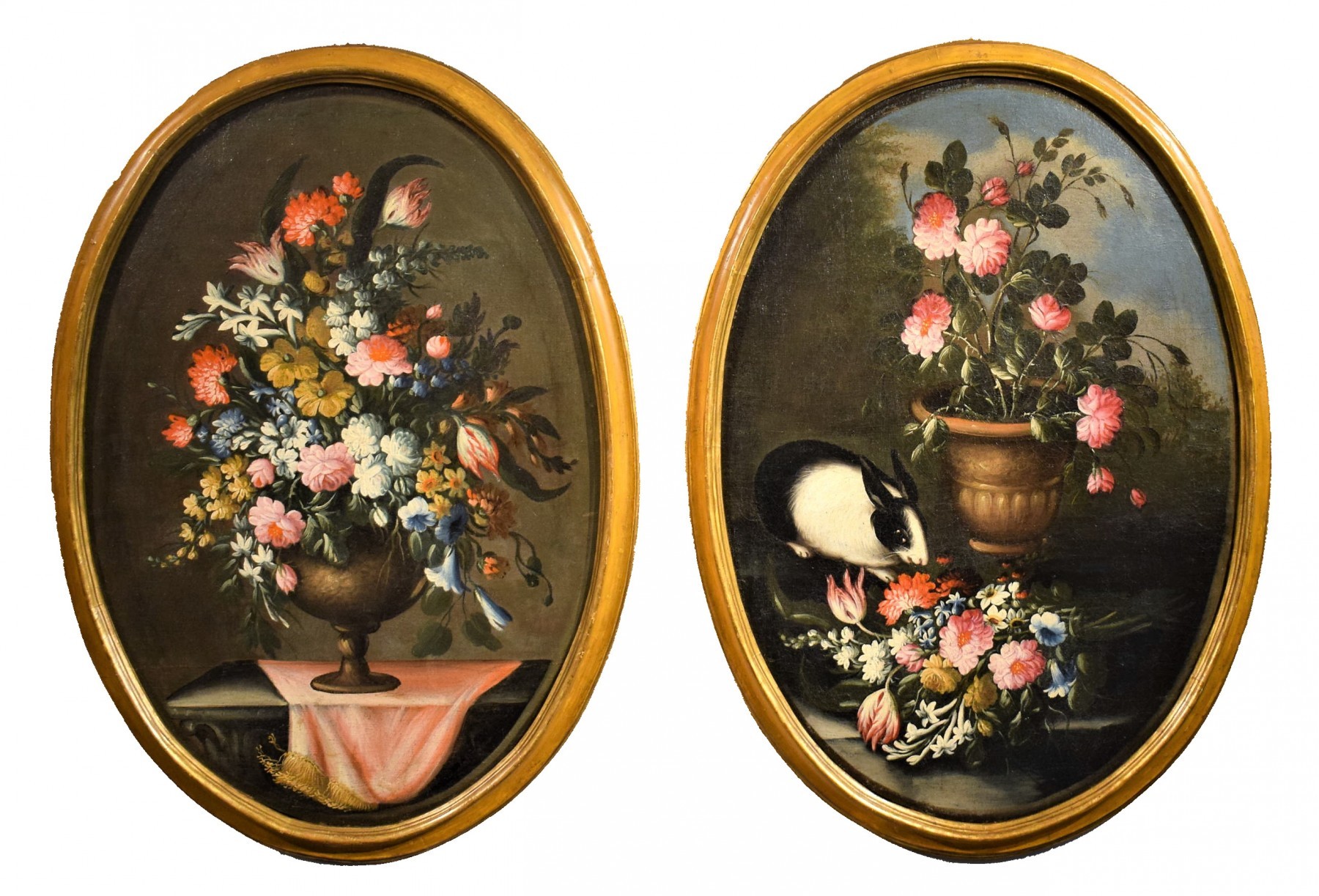 Pair of Italian Floral Still Lifes Pair of Italian Floral Still Lifes