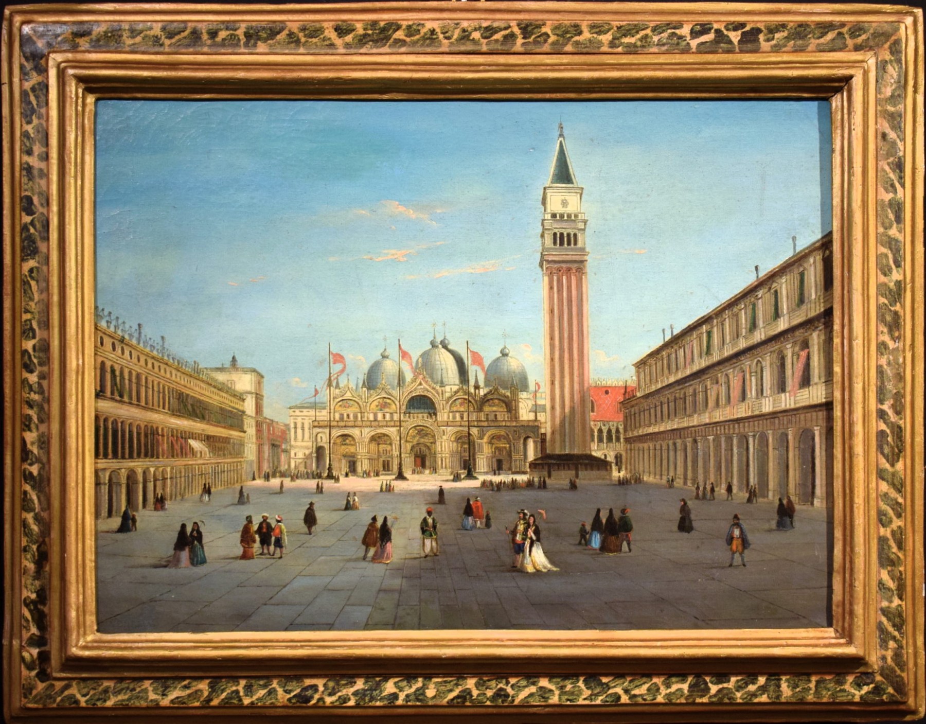 Grande Tapisserie Pointe D'aiguille Vintage - Venise - Style 18ème Siècle - 44x21 Pouces