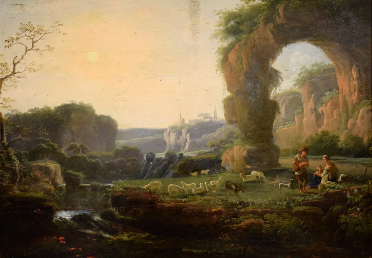 PAYSAGE RURAL. ANONYME. ÉCOLE CATALANE. HUILE SUR TOILE. XIXE