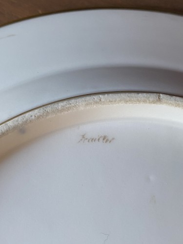 Paire d'assiettes en Porcelaine par Feuillet du Service du Prince Bourbon-Condé - Restauration - Charles X