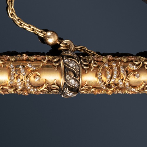 Précieux briquet à amadou en or, agate et diamants du XIXe siècle - Royal Provenance