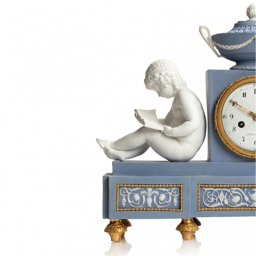 Horology  - A consulat biscuit &amp; gilt-bronze clock with children by dihl &amp; guerhard