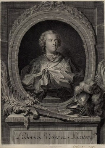 XVIIIe siècle - Boite de présent royal en or et ormeau, au portrait du roi Louis XV peint sur émail