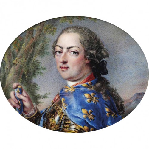Louis XV - Royal presentation gold &amp; abalone box, with an enamel portrait of Louis XV