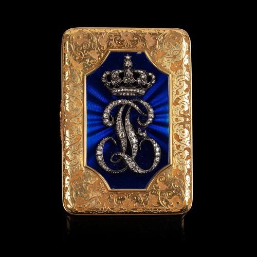 Tabatière royale en or, émail et diamants au chiffre du roi Louis-Philippe - Objets de Vitrine Style Louis-Philippe
