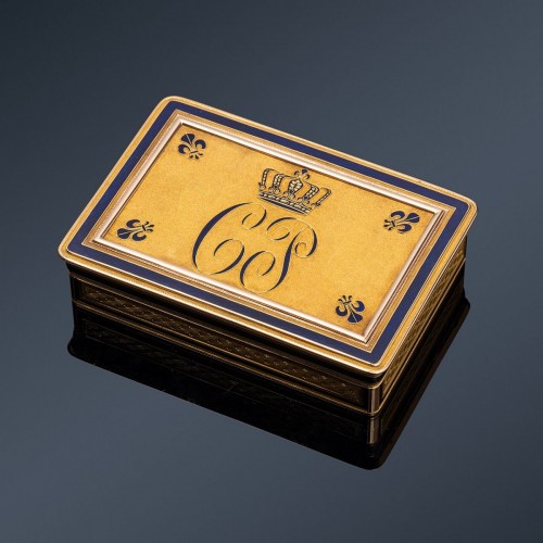XIXe siècle - Tabatière en or et émail, offerte par le roi Charles X en 1826 à son secrétaire