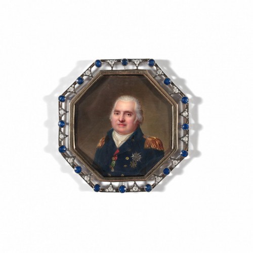Jean Baptiste Jacques AUGUSTIN (1759-1832) - Miniature portrait  of Louis XVIII, roi de France