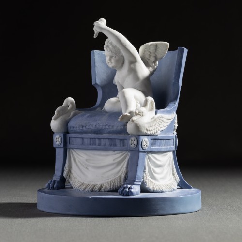 L'Amour à la dentelle, groupe en biscuit Manufacture Royale de Sèvres - Restauration - Charles X