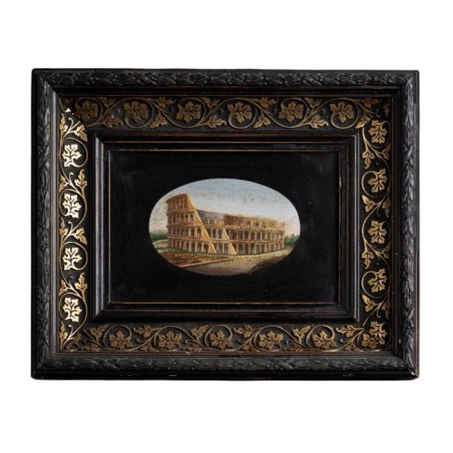Micro mosaïque du Colisée et son encadrement Grand Tour - Travail romain, vers 1860