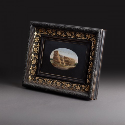 Objet de décoration  - Micro mosaïque du Colisée et son encadrement Grand Tour - Travail romain, vers 1860