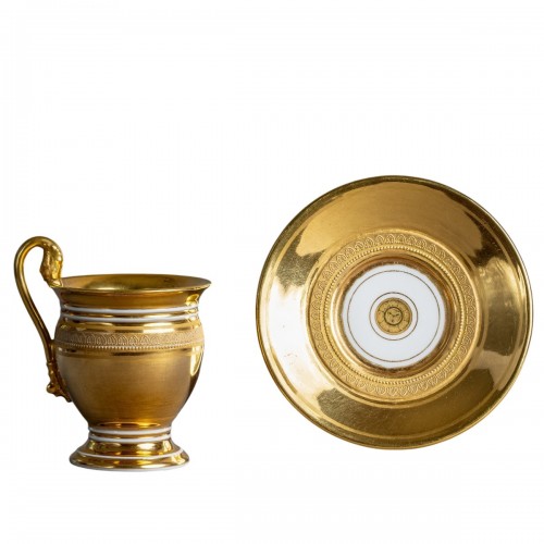Tasse ovoïde et sa soucoupe - Darte Frères, vers 1820