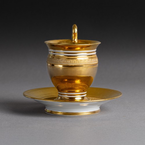 XIXe siècle - Tasse ovoïde et sa soucoupe - Darte Frères, vers 1820