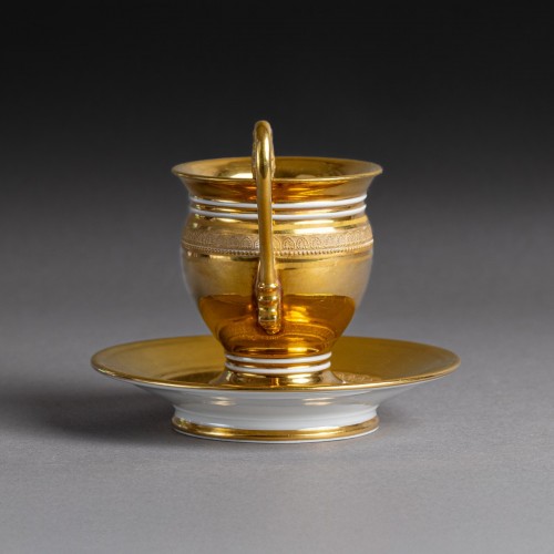 Antiquités - Tasse ovoïde et sa soucoupe - Darte Frères, vers 1820