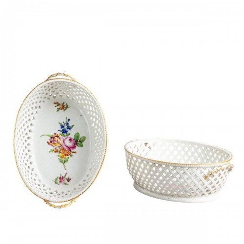 Paire de corbeilles ovales ajourées - Manufacture du Comte d'Artois, vers 1780