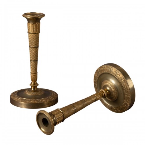 Paire de bougeoirs carquois Consulat-Empire en bronze, Paris vers 1800