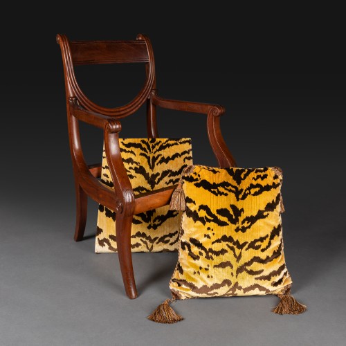 Sièges Fauteuil & Bergère - Jacob Desmalter - fauteuil de bureau à chassis en acajou et velours de soie - Empire,