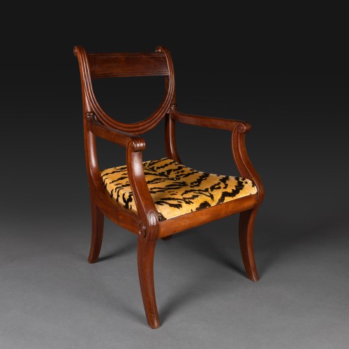 Jacob Desmalter - fauteuil de bureau à chassis en acajou et velours de soie - Empire, - Schoppmann Art and Antiques